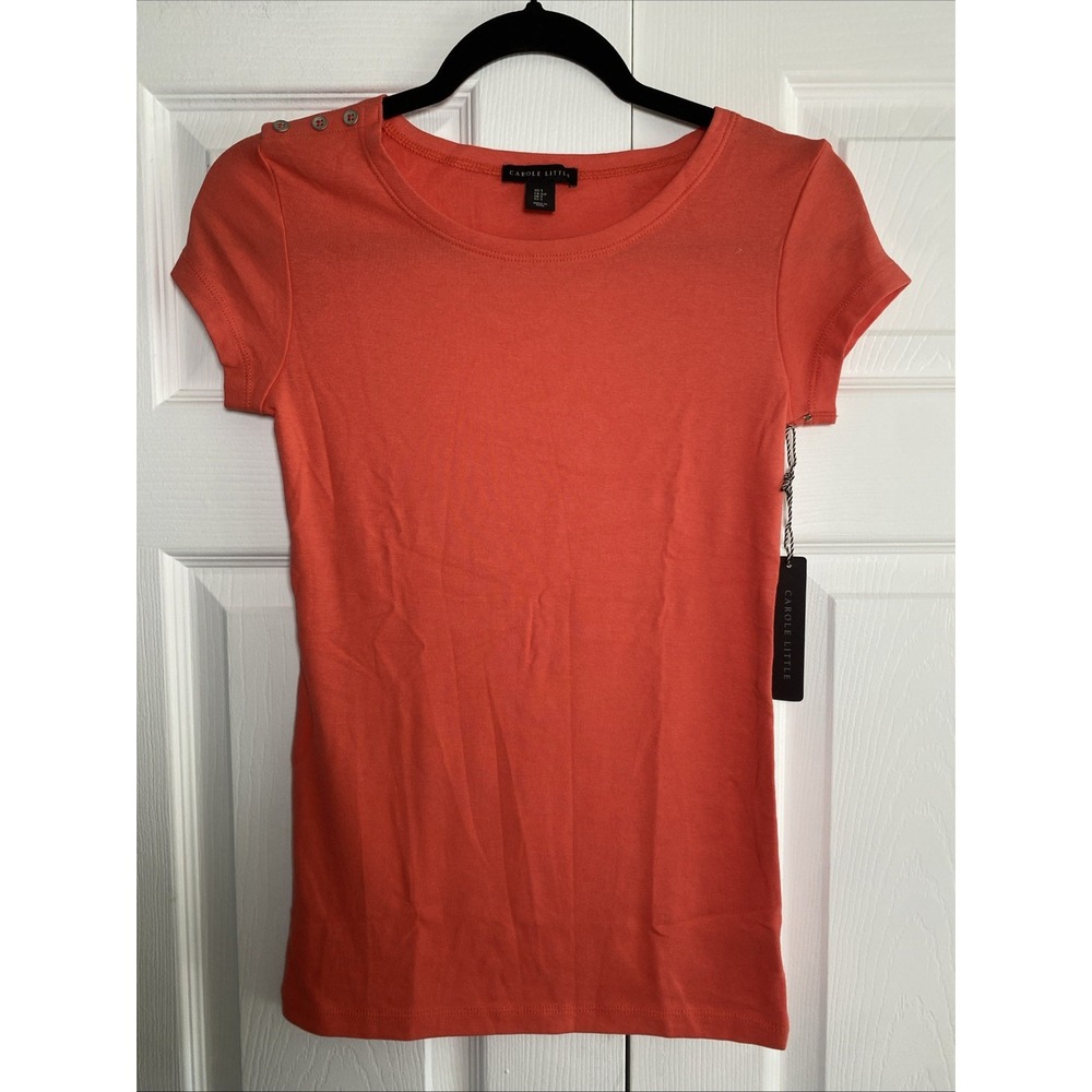 Carole Little Womens Small Blouse NEW Coral Orange Clean Girl